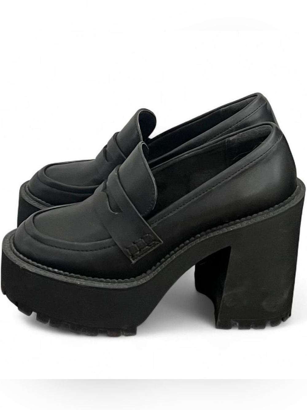 Black Platform Penny Loafers - Women's Chunky Heel Shoes, Forever 21